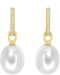 Kiki McDonough 18k Yellow Gold Detachable Pearl Earrings With Diamonds