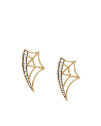 Gisele For Eshvi 18kt Gold And Diamond Web Earrings
