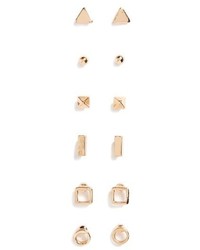 6 Pack Geometric Stud Earrings