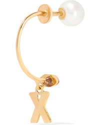 Delfina Delettrez Abc 18 Karat Gold Pearl And Enamel Earring