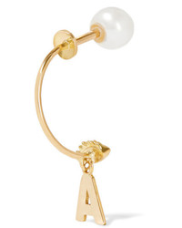 Delfina Delettrez Abc 18 Karat Gold Pearl And Enamel Earring