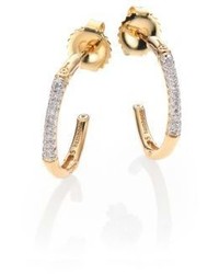 John Hardy Bamboo Diamond 18k Yellow Gold Hoop Earrings06