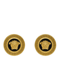 Versace Black And Gold Small Medusa Coin Earrings