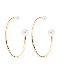 Sophie Bille Brahe Boucl Kelly 14 Karat Gold Pearl Hoop Earrings