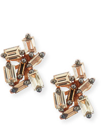 Suzanne Kalan Champagne Baguette Diamond Cluster Earrings In 18k Rose Gold