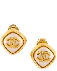 Chanel Vintage Logo Clip On Earrings