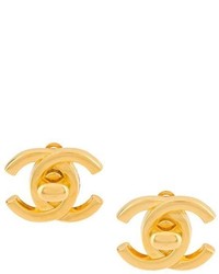 Chanel Vintage Logo Clip On Earrings