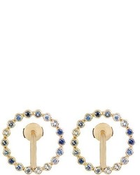 Charlotte Chesnais Fine Jewellery Saturn Small Sapphire Topaz Gold Earrings