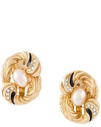Christian Dior Vintage Embellished Clip On Earrings