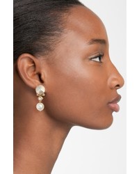 Miu Miu Classic Crystal Faux Pearl Drop Earrings