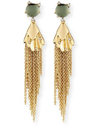 Alexis Bittar Crystal Studded Dangling Tassel Earrings Light Moss