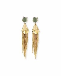 Alexis Bittar Crystal Studded Dangling Tassel Earrings Light Moss