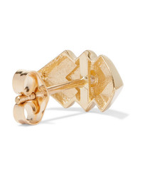 LOREN STEWART Deco 14 Karat Gold Cubic Zirconia Earrings