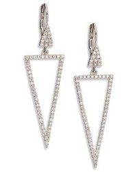 Meira T Diamond 14k White Gold Cutout Triangle Drop Earrings