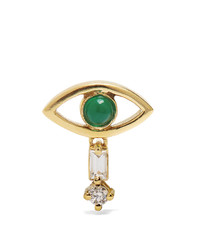 Ileana Makri Diamond Emerald Yellow Gold Earring