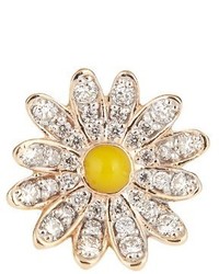 Alison Lou Diamond Enamel Yellow Gold Daisy Earring