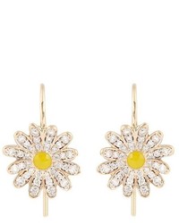 Alison Lou Diamond Enamel Yellow Gold Daisy Earrings