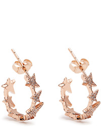 Diane Kordas Diamond Rose Gold Star Line Earrings