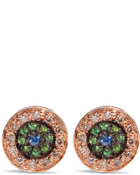 Ileana Makri Diamond Sapphire Tsavorite Pink Gold Earrings