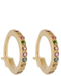 Ileana Makri Diamond Semi Precious Stone Gold Earrings