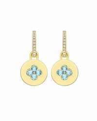 Kiki McDonough Domino Blue Topaz Four Stone Earrings In 18k Yellow Gold