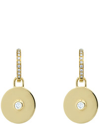 Kiki McDonough Domino White Topaz Disc Earrings In 18k Yellow Gold