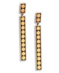 John Hardy Dot 18k Yellow Gold Sterling Silver Linear Drop Earrings