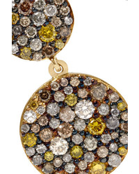 Ileana Makri Double Disc 18 Karat Gold Diamond Earrings One Size