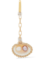 WALD Berlin Drop It Like Its Hot Gold Plated Shell And Pearl Earring
