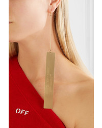 Off-White Engraved Gold Tone Earrings