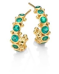 Temple St. Clair Eternity Emerald 18k Yellow Gold Hoop Earrings04