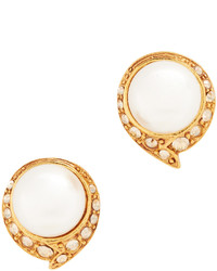 Oscar de la Renta Fanned Imitation Pearl Button P Earrings