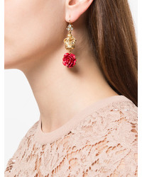 Dolce & Gabbana Filigree Crown Rose Drop Earrings