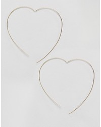Asos Fine Wire Heart Hoop Earrings