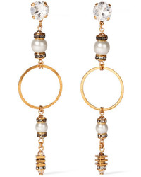 Erickson Beamon Future Shock Gold Plated Faux Pearl And Crystal Earrings One Size
