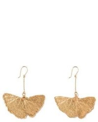 Aurelie Bidermann Gingko Leaf 18k Yellow Gold Drop Earrings