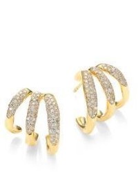 Ippolita Glamazon Stardust Diamond 18k Yellow Gold Triple Mini Hoop Earrings
