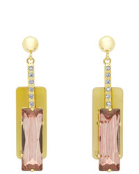 Erdem Gold And Pink Horn Drop Earrings