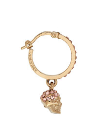 Alexander McQueen Gold And Pink Mini Skull Hoop Earrings