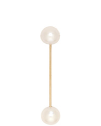 Saskia Diez Gold And White Two Pearl Barbelle Single Stud Earring