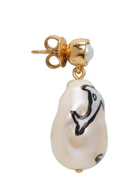 Bottega Veneta Gold Baroque Pearl Dolphin Earring