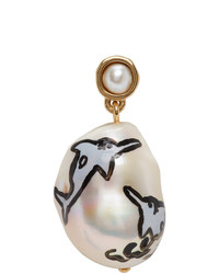 Bottega Veneta Gold Baroque Pearl Dolphin Earring