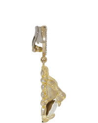 Gucci Gold Crystal Lion Head Earrings