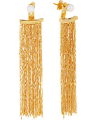 Vita Fede Gold Dipped Pearl Fringe Drop Earrings