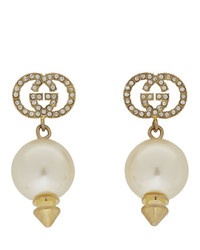Gucci Gold Gg Pearl Earrings