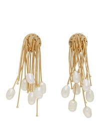 Jil Sander Gold Multiline Pearl Earrings