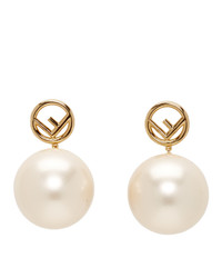Fendi Gold Pearl F Is Earrings