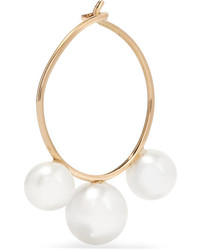 Saskia Diez Gold Pearl Hoop Earrings