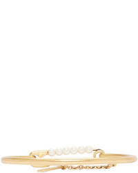Marc Jacobs Gold Pearl Safety Pin Hinge Cuff