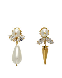 Simone Rocha Gold Pearl Spike Earrings